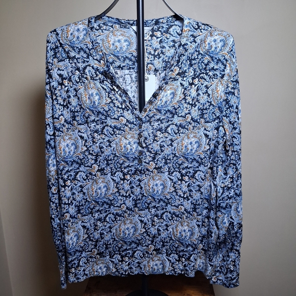 Lucky Brand NWT Women’s Multicolor Paisley Print Long Sleeve Top; Size M - Picture 2 of 6